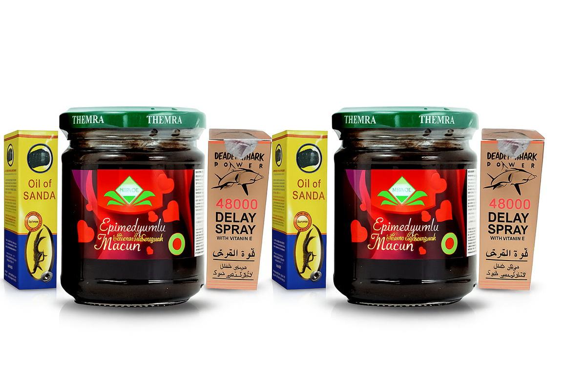 (Big Offer Of The Day ) - 2 Pcs TURKISH MACUN + 2 Pcs FREE OIL OF SANDA + 2 Pcs 48000 DELAY SPRAY
