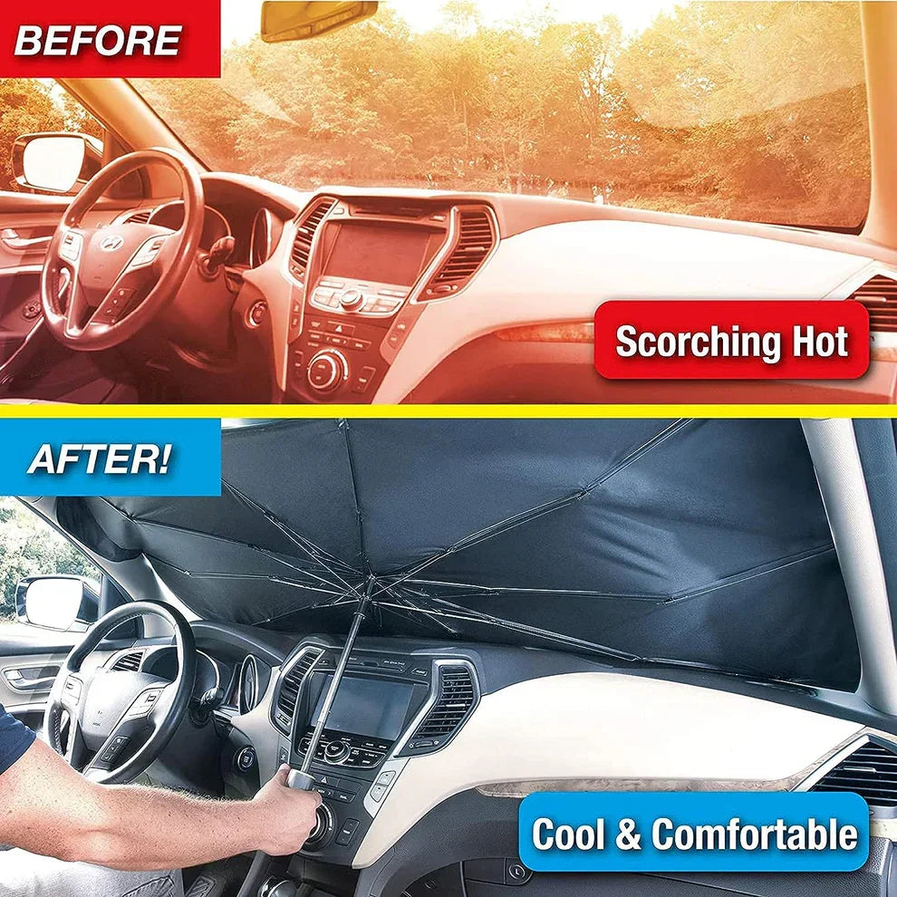 Car Windshield Sun Shade | واقي شمس للزجاج الأمامي للسيارة - UV Protection &amp; Heat Blocker