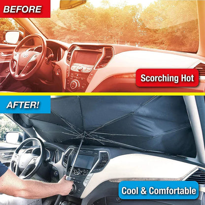 Car Windshield Sun Shade | واقي شمس للزجاج الأمامي للسيارة - UV Protection &amp; Heat Blocker